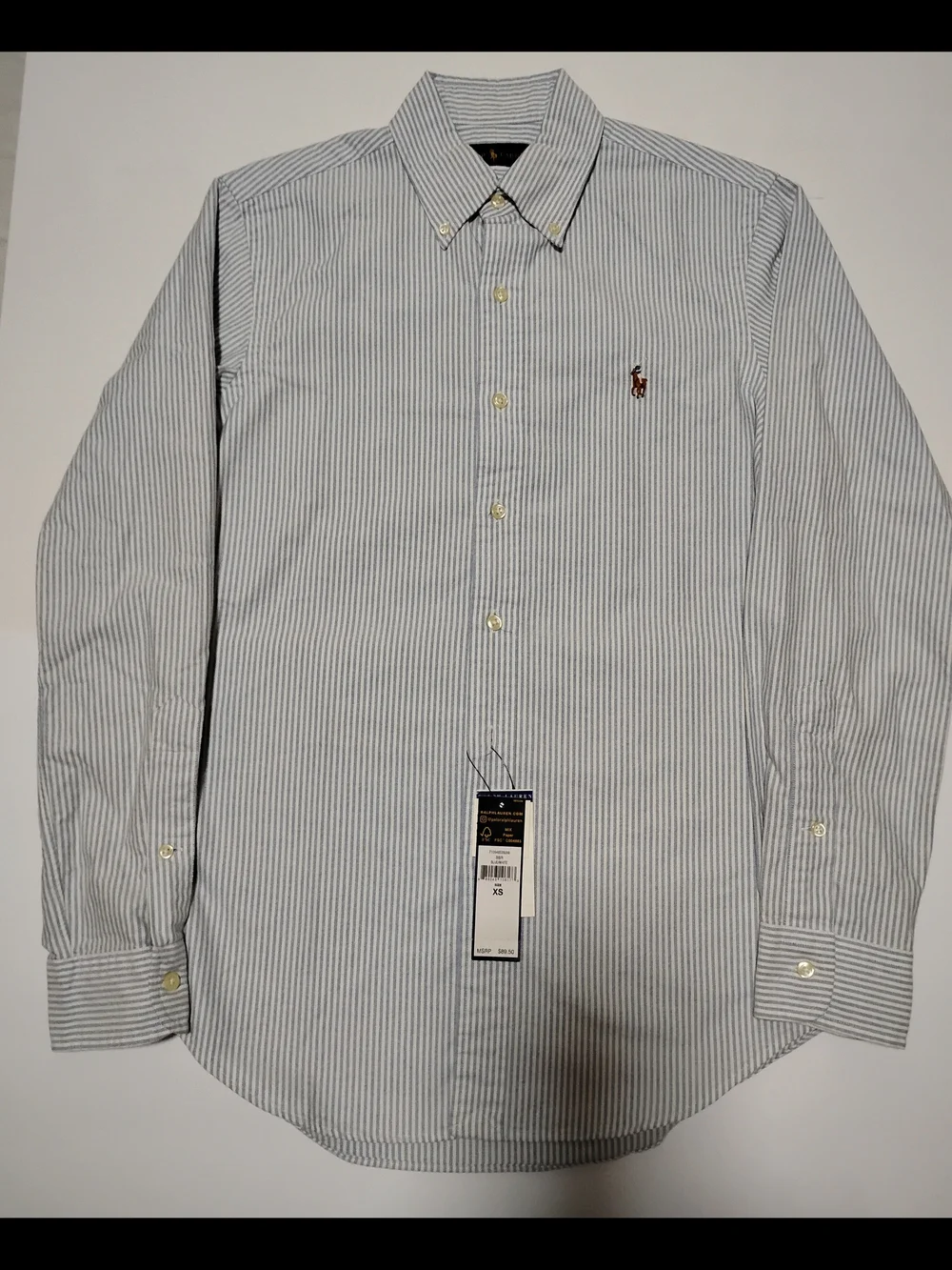 Polo by Ralph Lauren Blue and White Striped Button-Down Dress Shirt